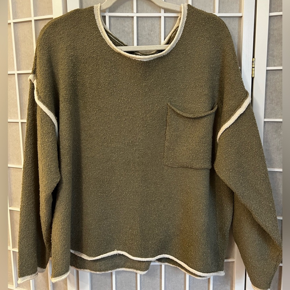 Blu Pepper Olive and Cream Sweater
